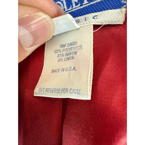 Pendleton Size 14 Classic Linen Blend Career Notched Button Top Red Short Sleeve - Picture 6 of 8